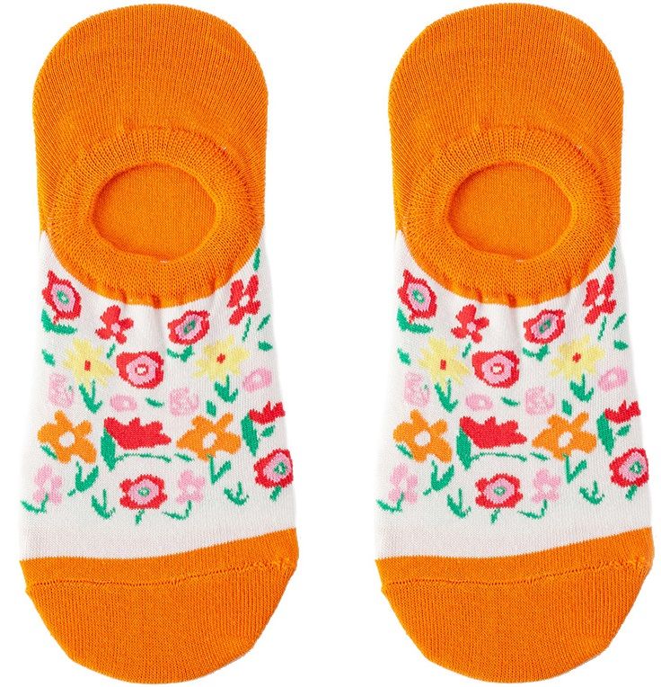Ankelsokk Oransje Blomster - Onesize (36-43)